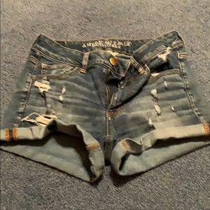Medium wash jean shorts